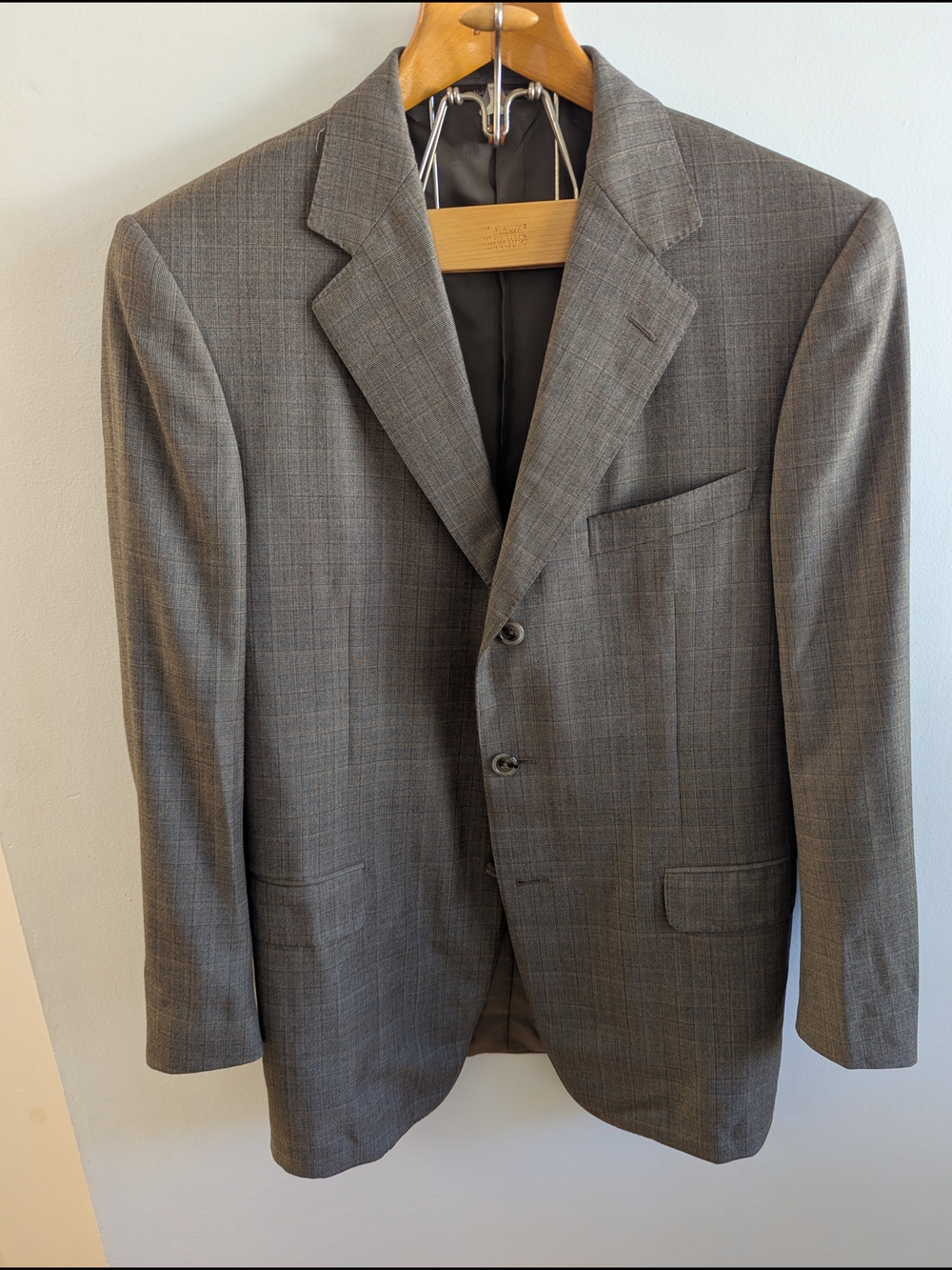 Ermenegildo Zegna Trofeo Wool Blazer Jacket Mens 40R Gray Plaid Luxury